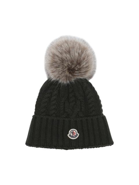 Moncler Moncler Women Logo Beanie With Pon Pon