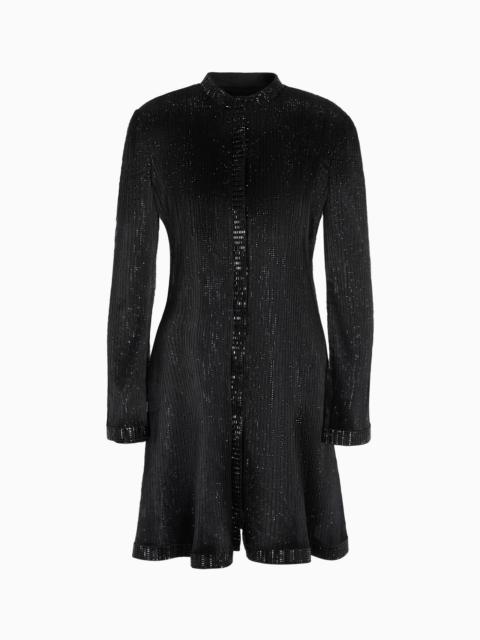 GIORGIO ARMANI Long jacket in pleated tulle with crystal embroidery