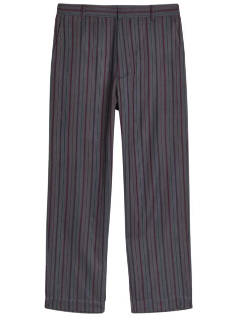 The Elder Statesman The Elder Statesman Stripe Slacker Straight-leg Wool and Cashmere-blend Trousers