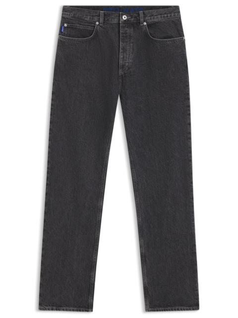 HUGO BAGGY-FIT JEANS IN BLACK DENIM WITH FADED LOGO