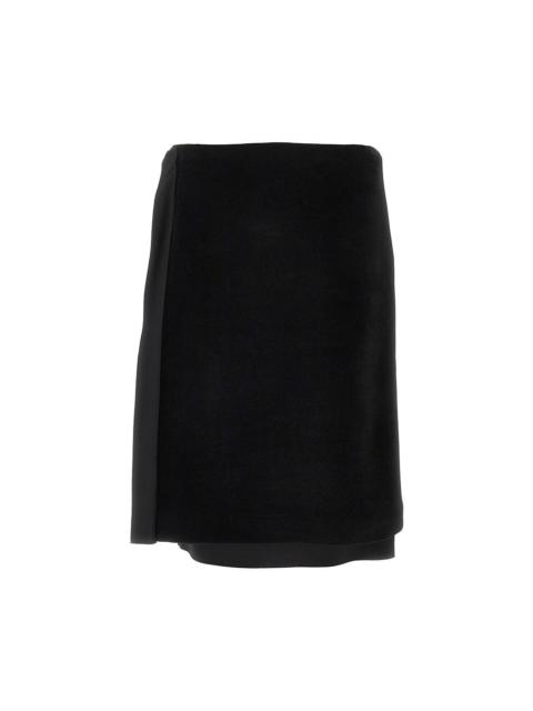 Jil Sander VELVET AND SATIN DOUBLE MIDI SKIRT
