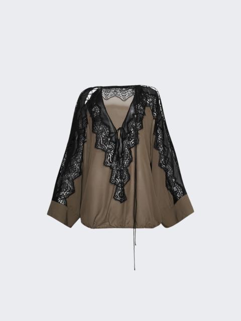 CHRISTOPHER ESBER Verve Lace Blouse Eucalypt And Black