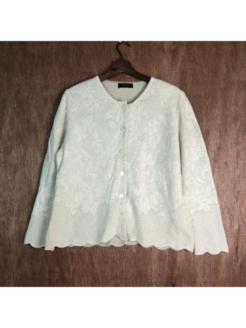 Other Designers Coloured Cable Knit Sweater - VTG PAPIORA MESH NET KNIT SWEATER PATTERNED CARDIGAN