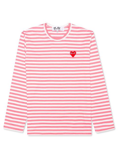 Comme des Garçons PLAY COMME DES GARCONS PLAY PASTELLE STRIPED L/S SHIRT - PINK