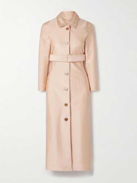 MARIE ADAM-LEENAERDT Belted Stretch-satin Trench Coat