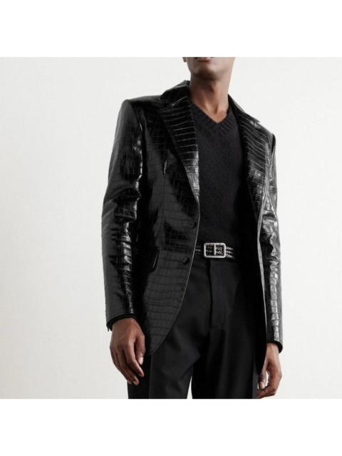 TOM FORD Tom Ford Crocodile Print Leather Blazer in Medium