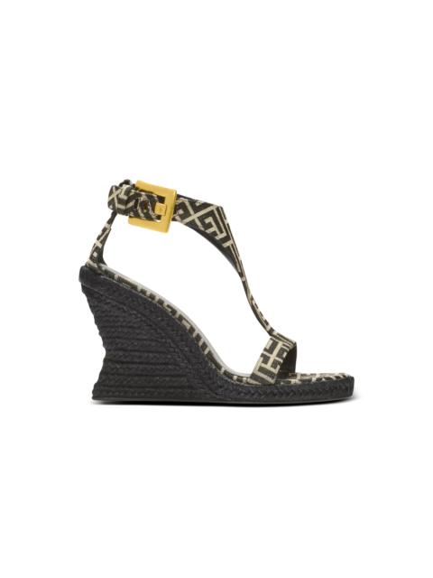 Balmain Anthem wedge espadrilles in monogram jacquard