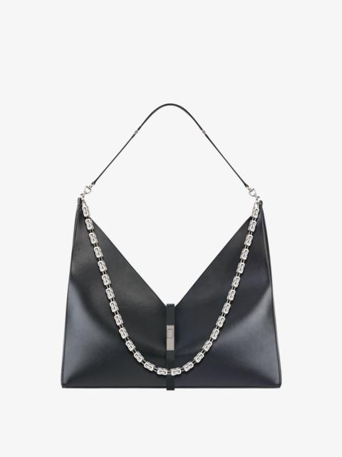 LARGE CUT OUT BAG IN BOX LEATHER WITH CHAIN