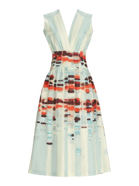 SILVIA TCHERASSI Jocelyn Pleated Stretch-Cotton Midi Dress multi