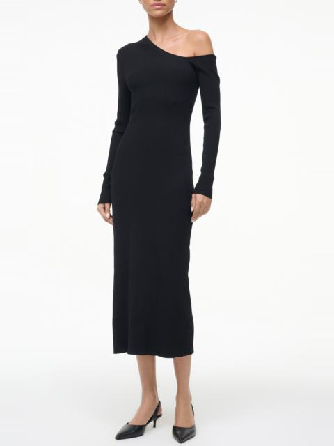 STAUD STAUD Lois One-Shoulder Long Sleeve Rib Dress in Black at Nordstrom