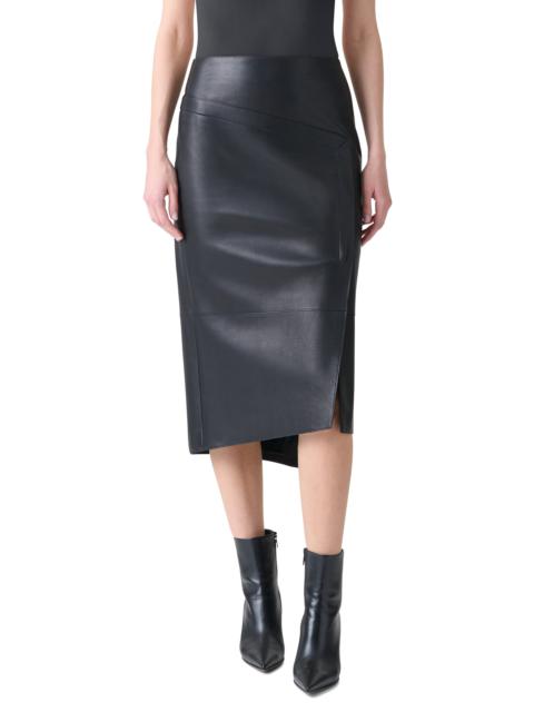 AKRIS Akris Lambskin Leather Asymmetric Midi Skirt in Black at Nordstrom