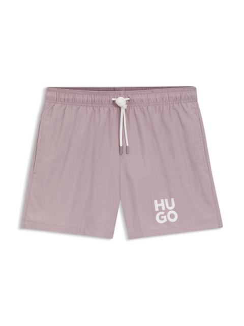 HUGO QUICK-DRY SWIM SHORTS WITH PRINTED STACKED LOGO