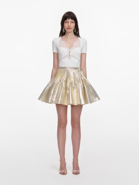 self-portrait White Lace Trim Knit Top