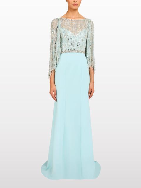 JENNY PACKHAM Jenny Packham Wanderlust Embellished-Details Maxi Dress in Crystal Aqua at Nordstrom