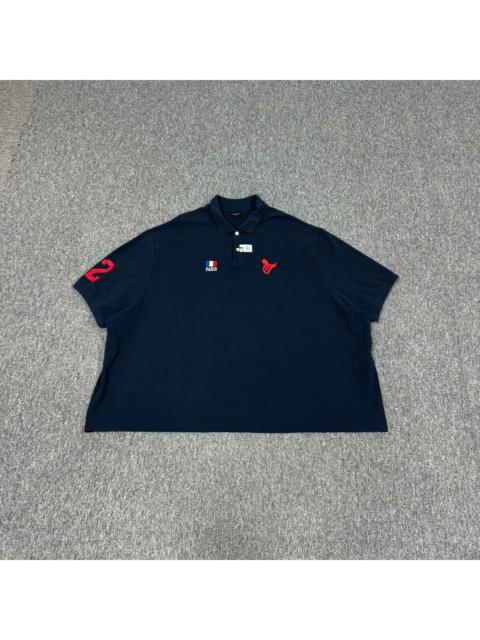 BALENCIAGA Balenciaga FW24 Navy Blue Distressed Polo Shirt