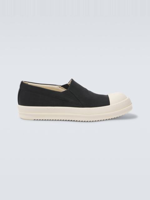 Rick Owens DRKSHDW Boat coated denim slip-on shoes