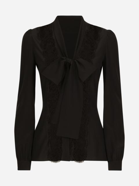 Dolce & Gabbana Silk shirt with lace inlay