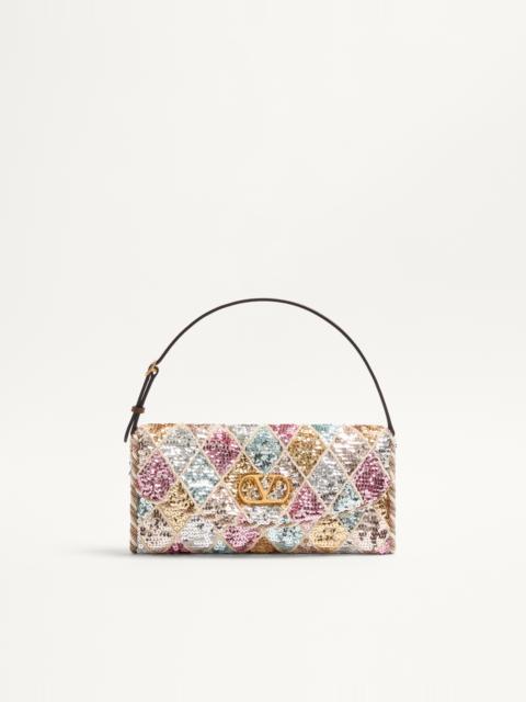 Valentino VALENTINO GARAVANI VAIN SOFT SMALL SHOULDER BAG WITH RHOMBELLE EMBROIDERY.