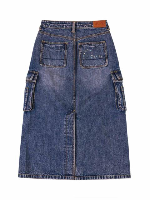 EVISU Studded Denim Cargo Skirt