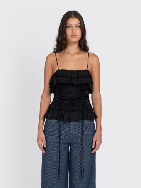 GANNI Solid Satin Slip Top