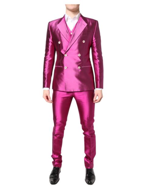 Dolce & Gabbana Dolce & Gabbana Magenta Silk 3-Piece Tuxedo Suit