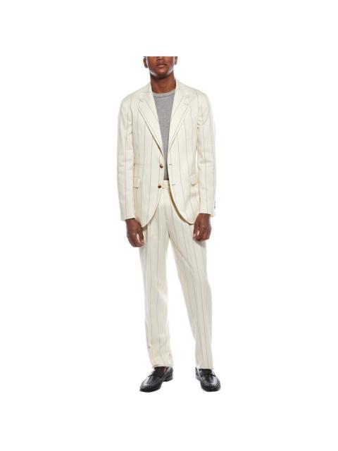 Brunello Cucinelli Brunello Cucinelli Cream Pinstripe Tailored Suit