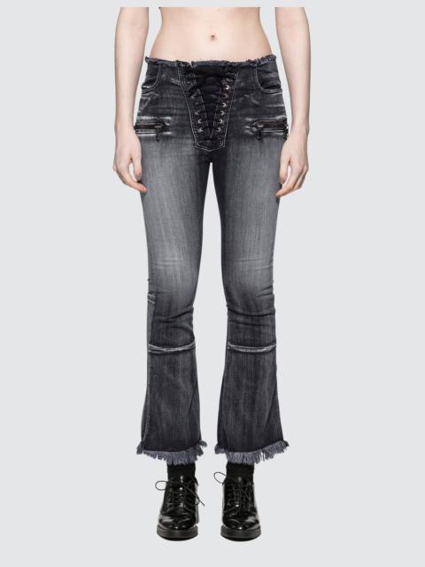Unravel POTASSIUM FLARE CROP LACE UP JEAN