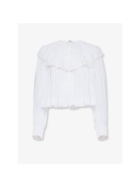 Chloé CHLOE White Cotton Shirt New & Authentic (Women's size:8;)