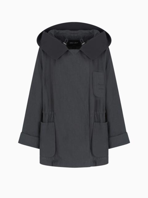 GIORGIO ARMANI LINEN HOODED PEA COAT