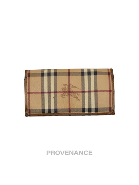 Burberry Burberry Long Snap Wallet - Haymarket Check Brown