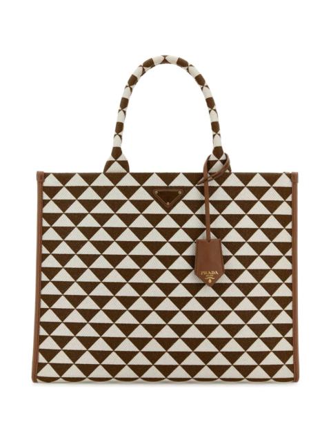 Prada Embroidered Fabric Large Symbole Shopping Bag