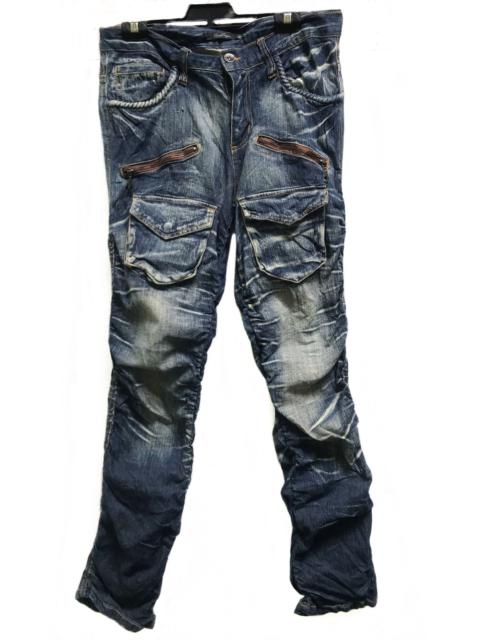 Other Designers If Six Was Nine - Clone Devgu Wrinkle Cargo Multi Pocket Denim Pants