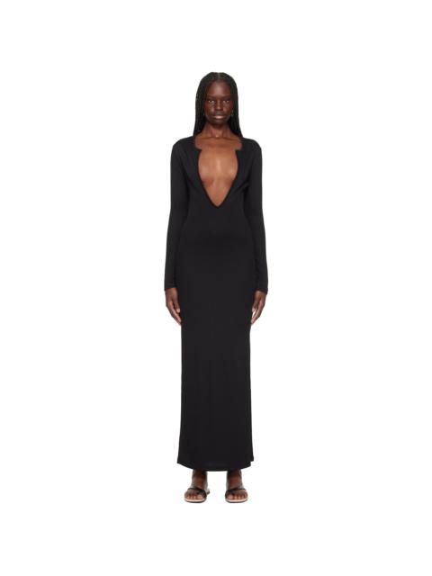 CHRISTOPHER ESBER Black Concave Long Sleeve Rib Maxi Dress