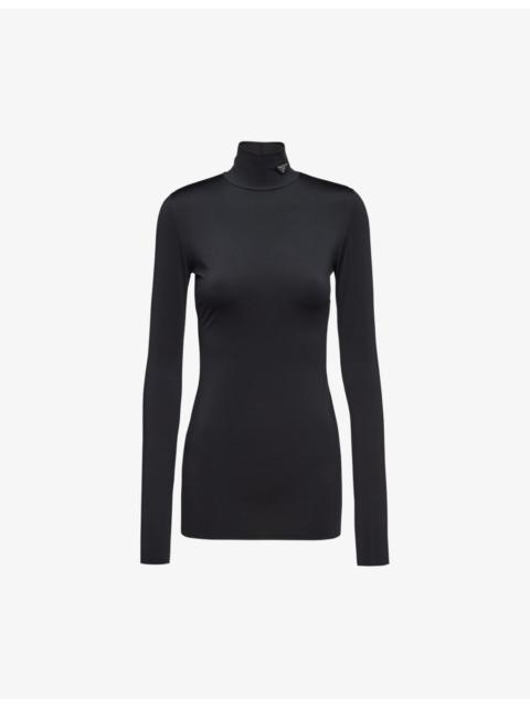 Prada Logo-plaque turtleneck jersey jumper