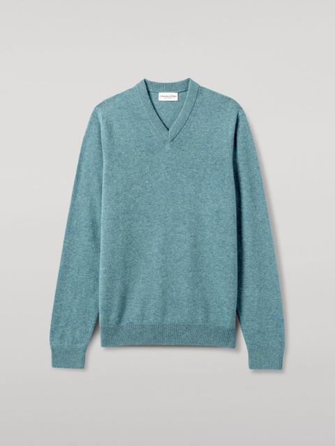 Johnstons of Elgin Classic Cashmere Green V Neck Jumper