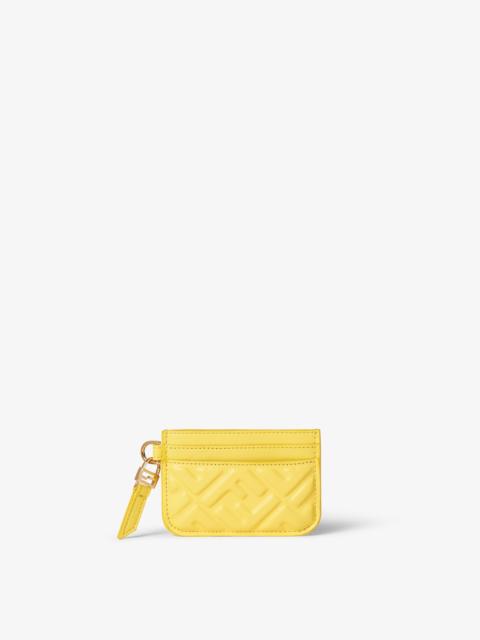 FENDI Baguette Card Case Broom yellow nappa leather flat card case with FF motif