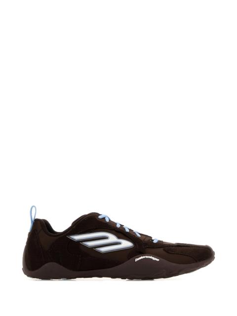 BALENCIAGA Brown canvas and corduroy Monday Ultra sneakers