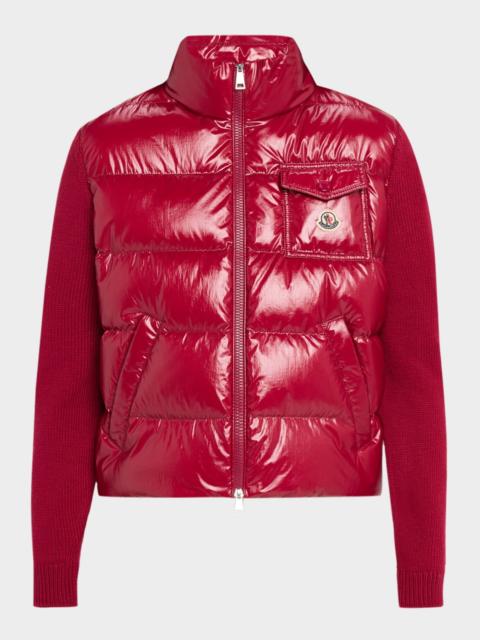 Moncler Padded Zip-Up Wool Cardigan
