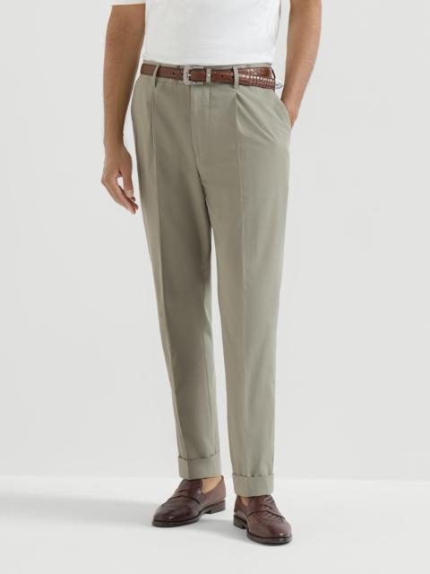 Brunello Cucinelli Cotton crêpe batavia trousers with pleat