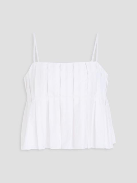 Theory Pleated cotton-blend poplin top