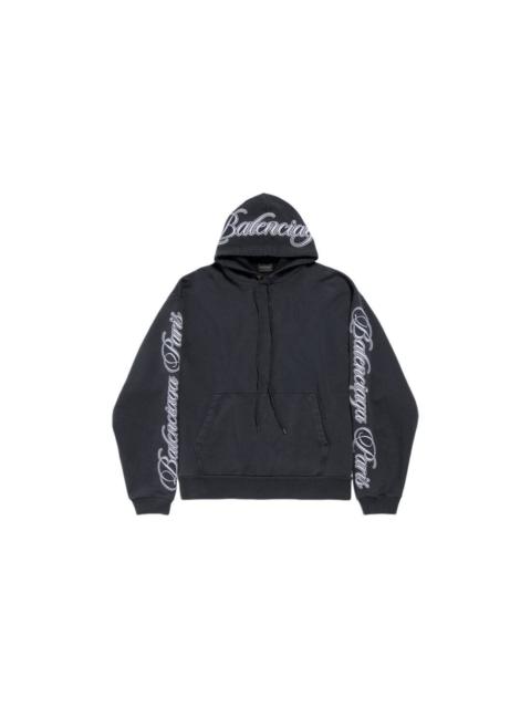 BALENCIAGA BALENCIAGA $1450 Black Cursive Hoodie New & Authentic (Women