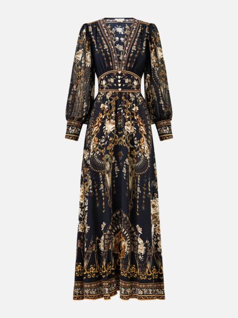 CAMILLA SHAPED WAISTBAND DRESS WITH GATHERED SLEEVES