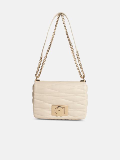 FURLA '1927' SMALL CROSSBODY BAG IN CREAM LEATHER