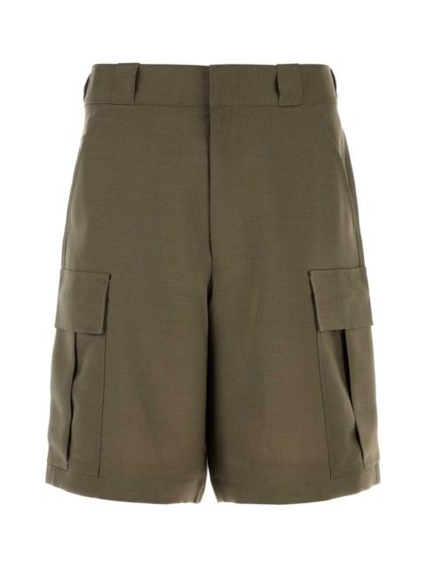 Prada Prada Men Army Green Mohair Blend Bermuda Shorts