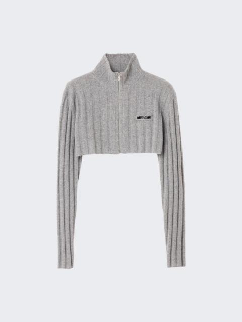 Miu Miu Cropped Cardigan Grigio