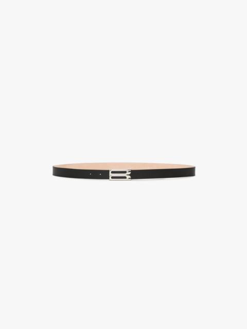 Victoria Beckham Silver Buckle Dorian Belt In Black Grained Leather