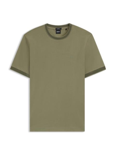 BOSS SLIM-FIT SHIRT IN DOBBY COTTON WITH CONTRAST TRIMS