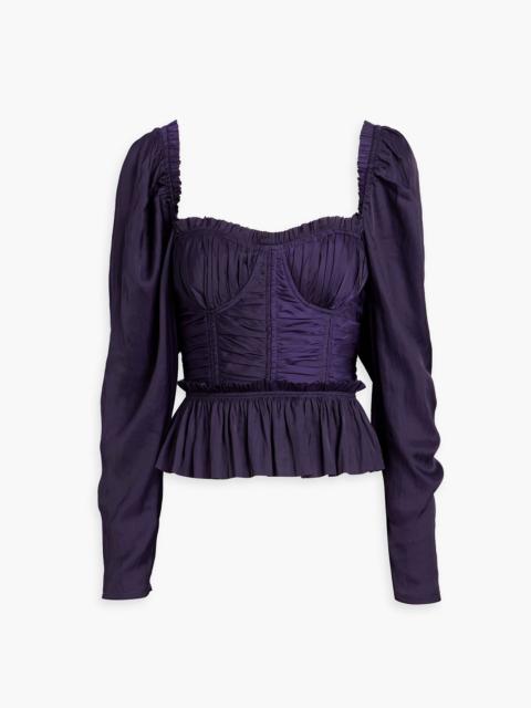 ULLA JOHNSON Mia ruched satin peplum blouse