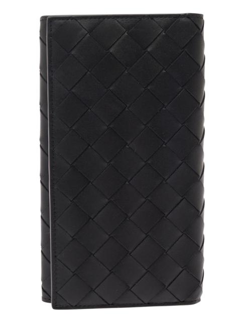 Bottega Veneta Men Black Card-Holder With Intreccio Motif In Leather Man