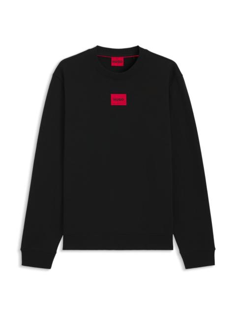 HUGO COTTON-TERRY REGULAR-FIT SWEATSHIRT WITH LOGO LABEL